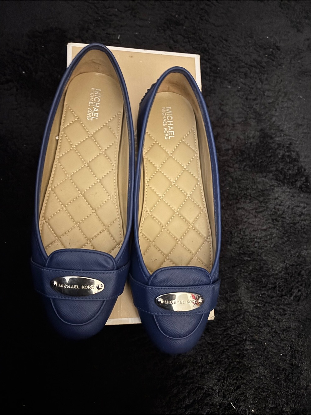 Michael Kors Kids Cobalt Faux Leather Moccasins
